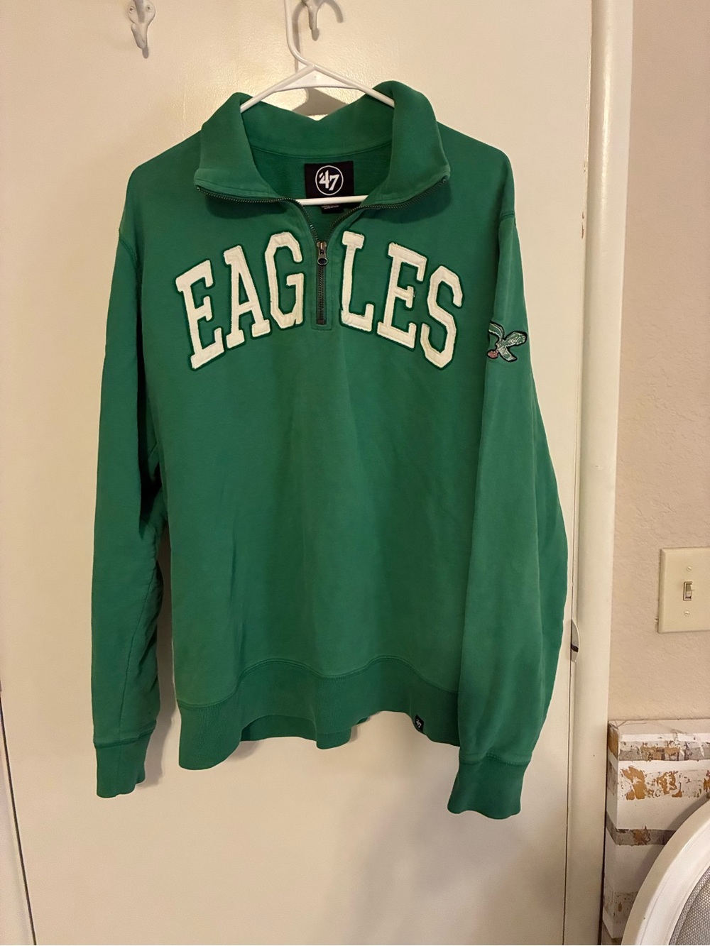 47 Brand Green Eagles Half-Zip Sweatshirt SZ XL